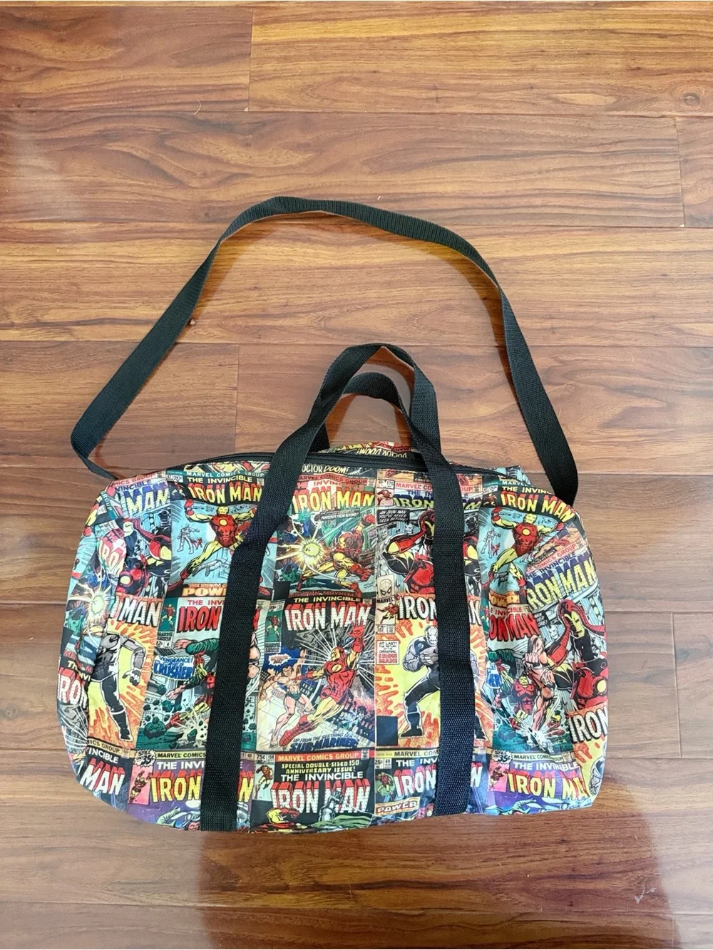 Entertainment Earth Marvel Iron Man Comic Book Print Duffle Bag Overnight Travel